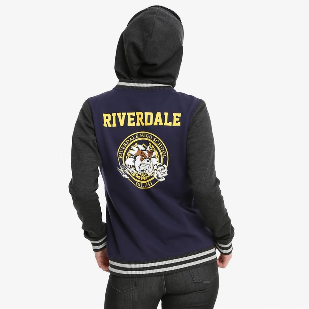 Riverdale Girls Varsity Jacket Hooded Sweatshirt Button Front Small